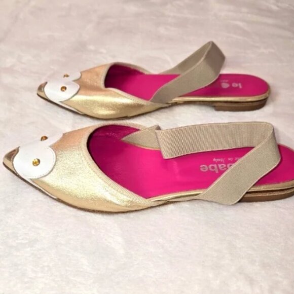 Le babe flat sandals gold sling with rubber strap US 6.5, EU 37 - Picture 2 of 6